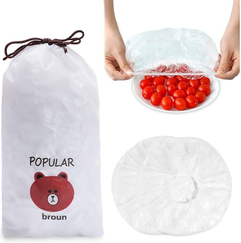 100 Stück Frischhaltebeutel, wiederverwendbare Lebensmitteldeckel, auslaufsichere Lebensmittelbeutel, elastische Aufbewa...