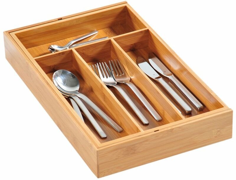 Besteckkasten variabel aus Bambus, braun, 26 x 43 x 6 cm - Kesper