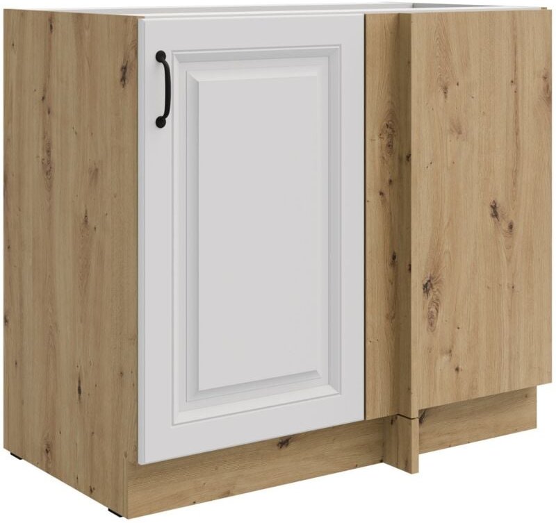 Thumbnail - Küchen Preisbombe - Eckunterschrank 105cm Stilo Weiß Eiche Artisan Küchenzeile Küchenblock Küche