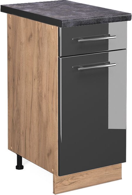 Vicco - Küchenunterschrank Fame-Line, Anthrazit Hochglanz, 40 cm , ap Anthrazit