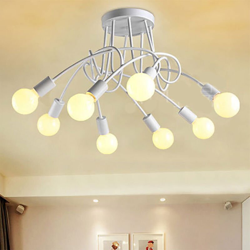 8 Flammige Deckenleucht Industrielle Vintage Deckenleuchte E27 Metall Kronleuchter für Wohnzimmer, Flur, Cafét, Bars (We...