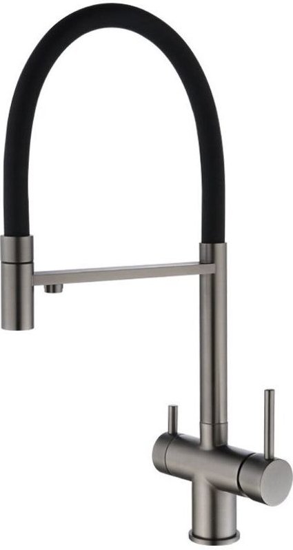 Küchenarmatur in Gunmetal-Optik mit Ausziehbrause