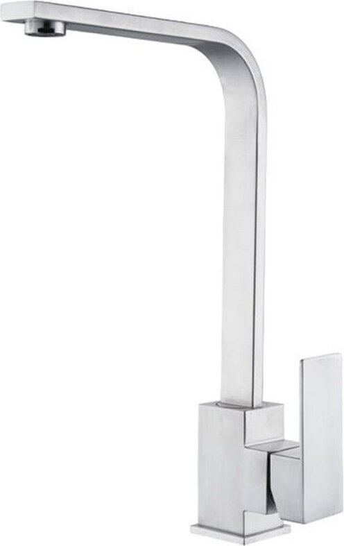 Trade Shop - RUBINETTO MISCELATORE IN ACCIAIO INOX SATINATO CANNA ALTA LAVELLO PER CUCINA 52690 -