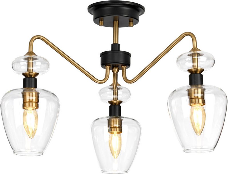 Elstead - Armand 3 Light Semi Flush, gealtertes Messing, Glasschirm
