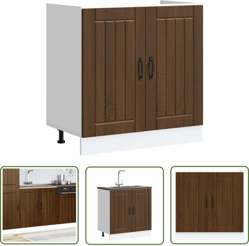 The Living Store - vidaXL Spülenunterschrank Lucca Braun Eichen-Optik Holzwerkstoff