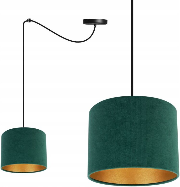 Elegante Spinnen-Hängelampe, Goldener Samt-Lampenschirm