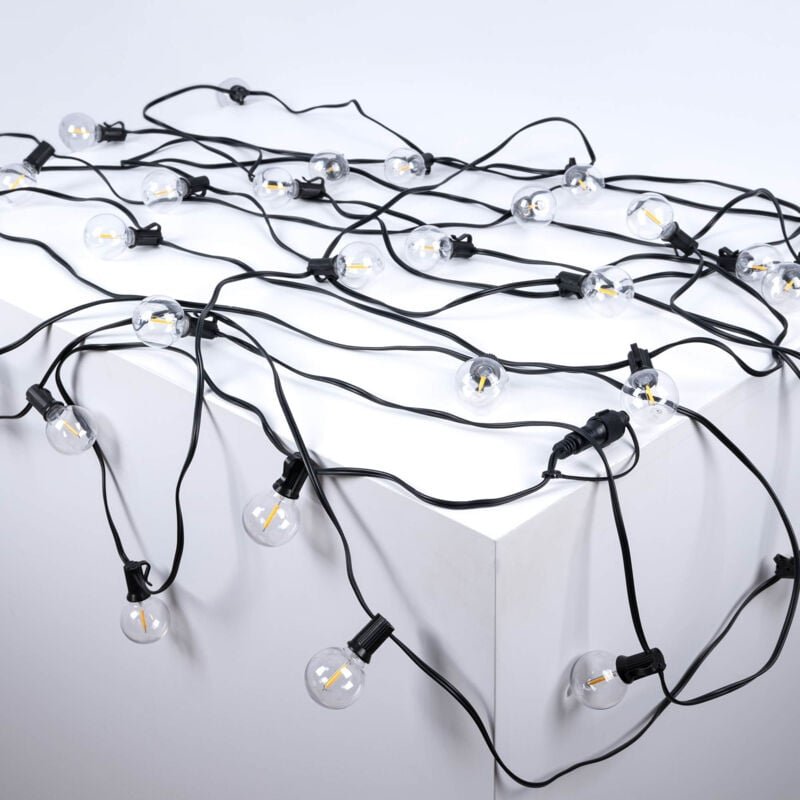 Barcelona Led - Lichterkette für Außen 15 + 2 m - 30 x led Lampen E12 G40 1W -