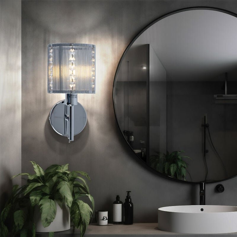 Led Wandlampe Chrom Wohnzimmerleuchte Wandleuchte Kristalle Schlafzimmer Bettleuchte, Metall, 4W 350lm warmweiß, BxH 12 ...