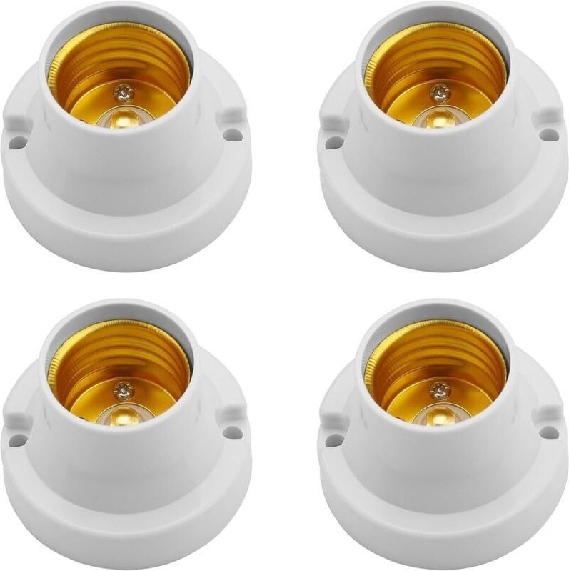 Set mit 4 universellen E27-Lampenfassungen, Adapter für LED-Lampen, Schraubsockel, Weiß
