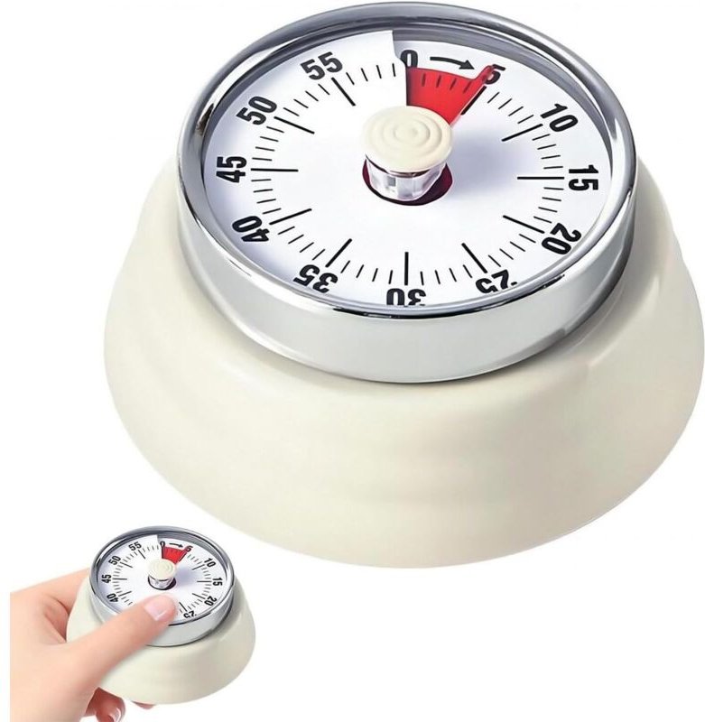 Timer, mechanischer Küchentimer, magnetischer, haftender Timer, Restzeitanzeige mit akustischem Alarm, 60 Minuten