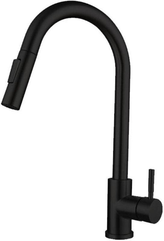 Ausziehbare Küchenarmatur, spritzgeschützt, 360° schwenkbar, leichtes Design, schwarz