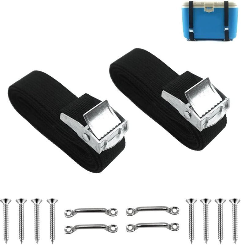 Tlily - Batterie-Halteriemen Batterie-Halteriemen-Kit Riemen mit Nockenschnallenriemen Aus Edelstahl Batteriekastenrieme...