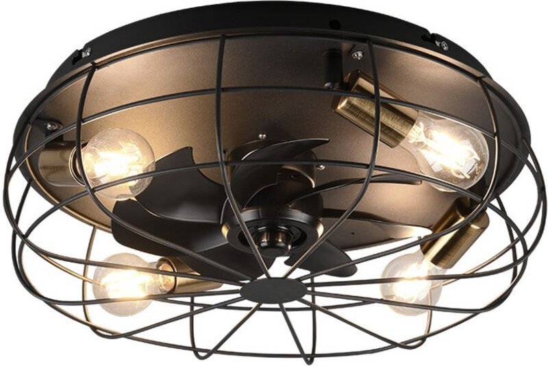 Trio Lighting - Deckenleuchte mit Ventilator trondheim, Fernbedienung & Timer Schwarz, Ø48cm