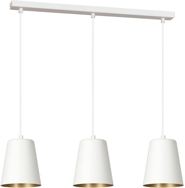 Licht-erlebnisse - Pendelleuchte Weiß Gold 3 flammig Esstisch Kücheninsel E27 Metall