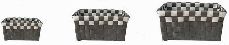 Trade Shop Traesio - Trade Shop - 3er-Set rechteckige Badezimmer-Organizer-Körbe aus Stoff, Grau/Weiß, 59081 -