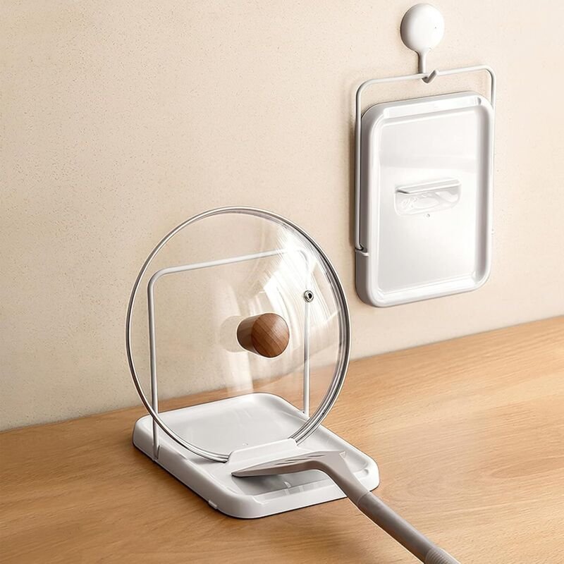 Faltbarer Deckelhalter, Küchendeckelhalter, passend für Deckel von 16 bis 34 cm, robuste Topfdeckelstütze, leicht zu rei...