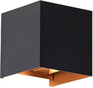 Außenwandleuchte schwarz mit Gold inkl. LED 2-flammig IP54 - Edwin