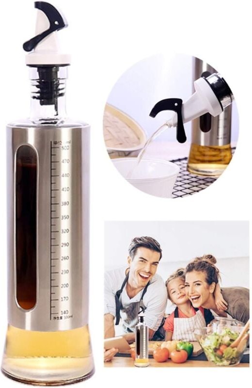 Ölflasche, Öl-/Essigspender, Olivenöl und Essig, Ölflasche aus Glas, Olivenölspender, zum Grillen/Kochen/Salat/Backen/Br...