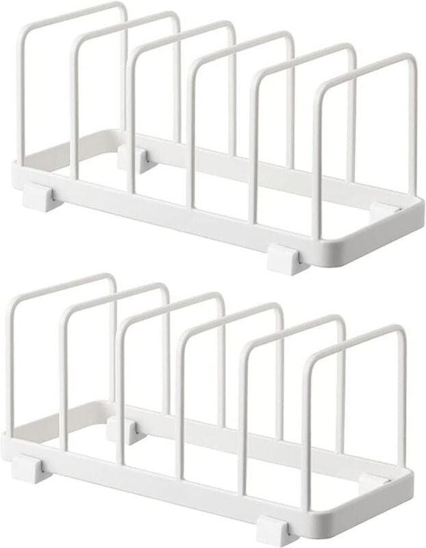 Cyslmuk - Teller-Organizer, Utensilien-Abtropfgestell, Schneidebrett-Aufbewahrung für die Küchentheke (weiß, 2 Stück)