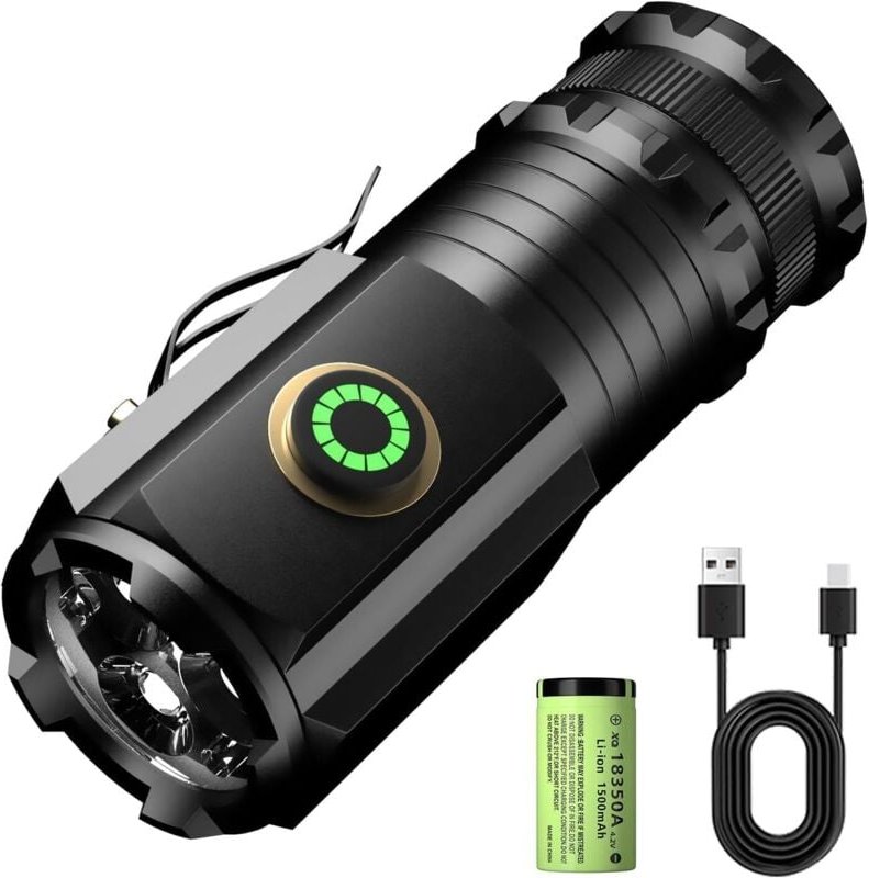 Lablanc - Extrem helle Mini-LED-Taschenlampe, 5000 Lumen, wiederaufladbar, 5 Beleuchtungsmodi, 3 leistungsstarke Lampenp...