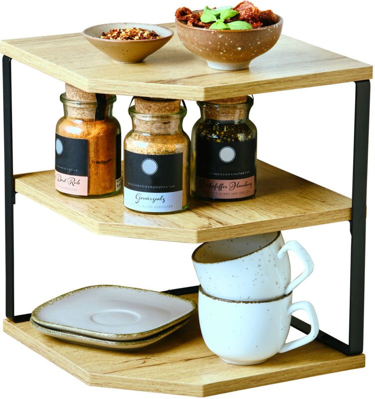 Eckregal für die Küche mit drei Ablagen, 26 x 28 cm