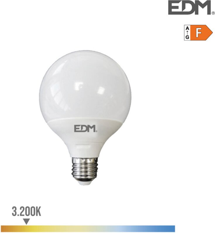 Led kugelbirne ø125mm e27 15w 1521lm 3200k warmes licht ø12,5x14cm edm