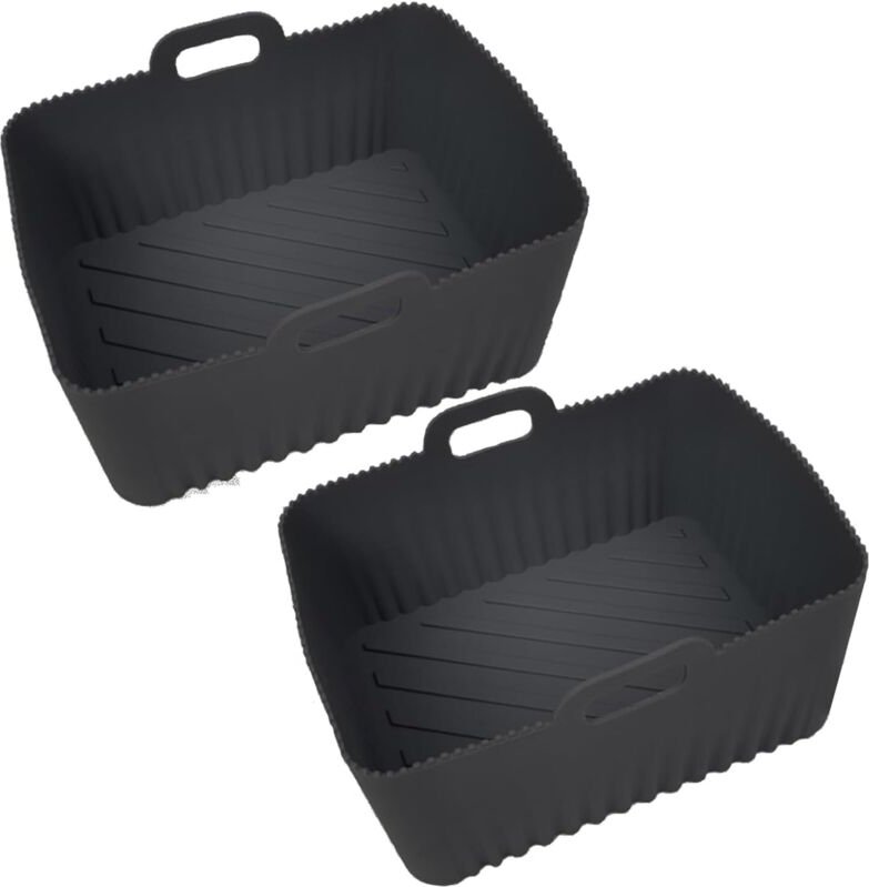 Airfryer Silikonform für Ninja Foodi Max AF400EU AF451EU 9,5L, AF500EU 10,4L, 2PCS Upgrade Großformat Silikon Backform a...