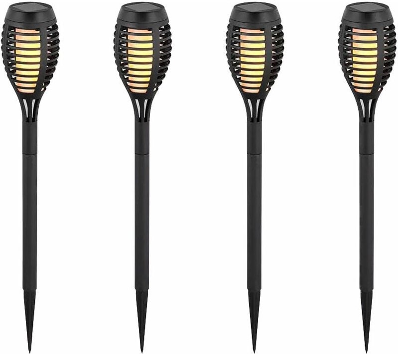 4er Set Solarfackeln Außen Steckleuchten Gartenlampen Solar Gartenfackel Außenlampe Stecklampe, led warmweiß, Höhe 50 cm