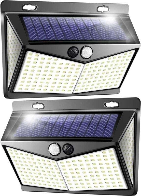 Solar-Außenleuchten, LED-Außenstrahler mit Bewegungsmeldern, Gartenwandleuchten – 2er-Pack