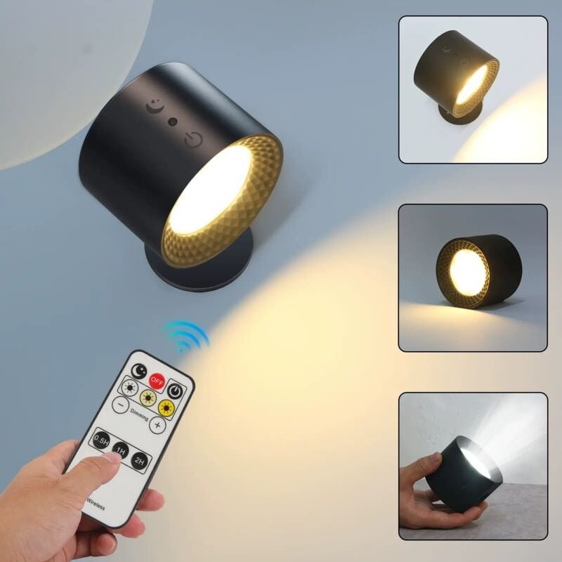 Thumbnail - Nachtlicht, doppelseitige LED-Wandleuchte mit Fernbedienung, Touch-Steuerung, 3 Temperaturen, USB wiederaufladbar, Wandm...