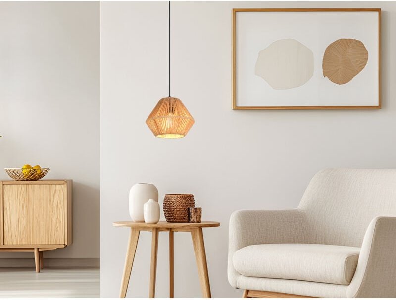 Reality Leuchten - Kleine Pendelleuchte lucille mit Lampenschirm aus Papiergarn, ø 20cm