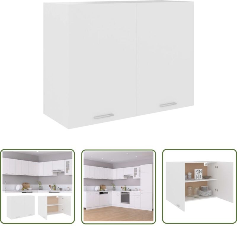 The Living Store Hängeschrank Weiß 80x31x60 cm Holzwerkstoff - Küchenregal - Wandhänger - Aufbewahrungsregale - Weißes R...