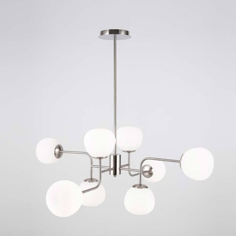 Erich Globe Decken-Pendelleuchte Nickel, 8-flammig, E14