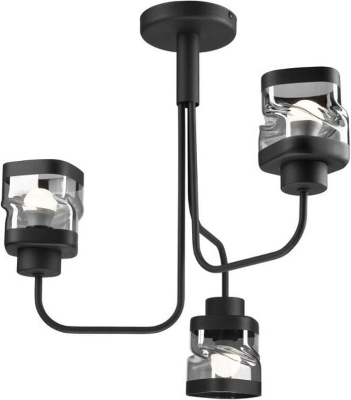 Lamkur Hugo Multi Arm Halbbündige Deckenleuchte Schwarz, 3x E27