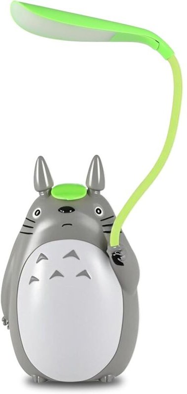 Totoro-Schreibtischlampe mit USB-Ladefunktion, kreatives Nachtlicht mit Doppelfunktion (weißer Chinchillabauch)