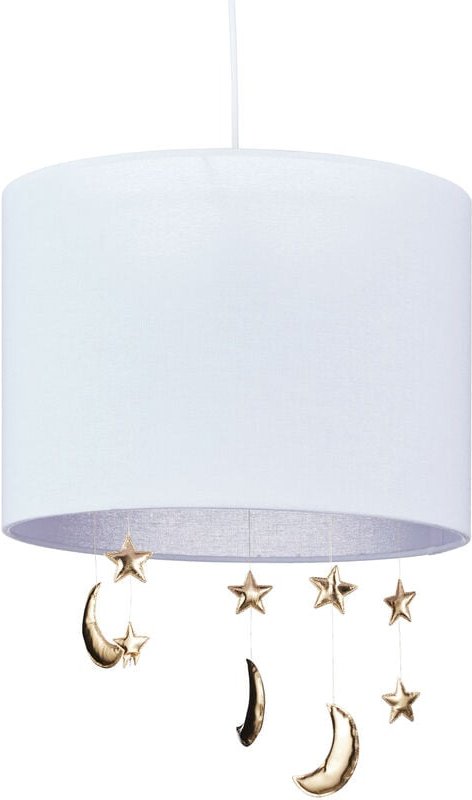 Relaxdays - Hängelampe Kinderzimmer, hängende Monde & Sterne, E27, Pendelleuchte für Kinder, h x d: 168 x 35 cm, weiß/go...