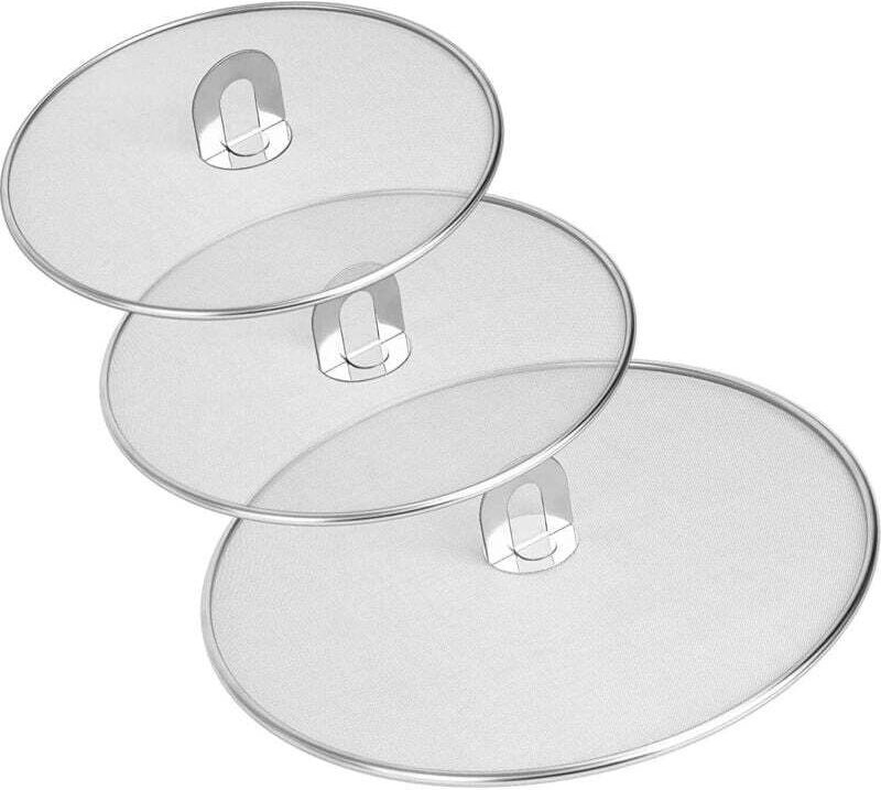 3-teiliger Spritzschutzdeckel, Anti-Spritz-Topfdeckel, Fettspritzschutz für Pfannen, Spritzschutzdeckel aus Edelstahl (3...