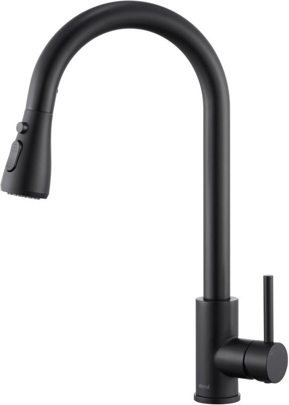 Schwarzer Küchenmischbatterie, 3 Modi Einstellung, Ausziehbarer Spültischhahn, 360° Schwenkauslauf, 304 Edelstahl