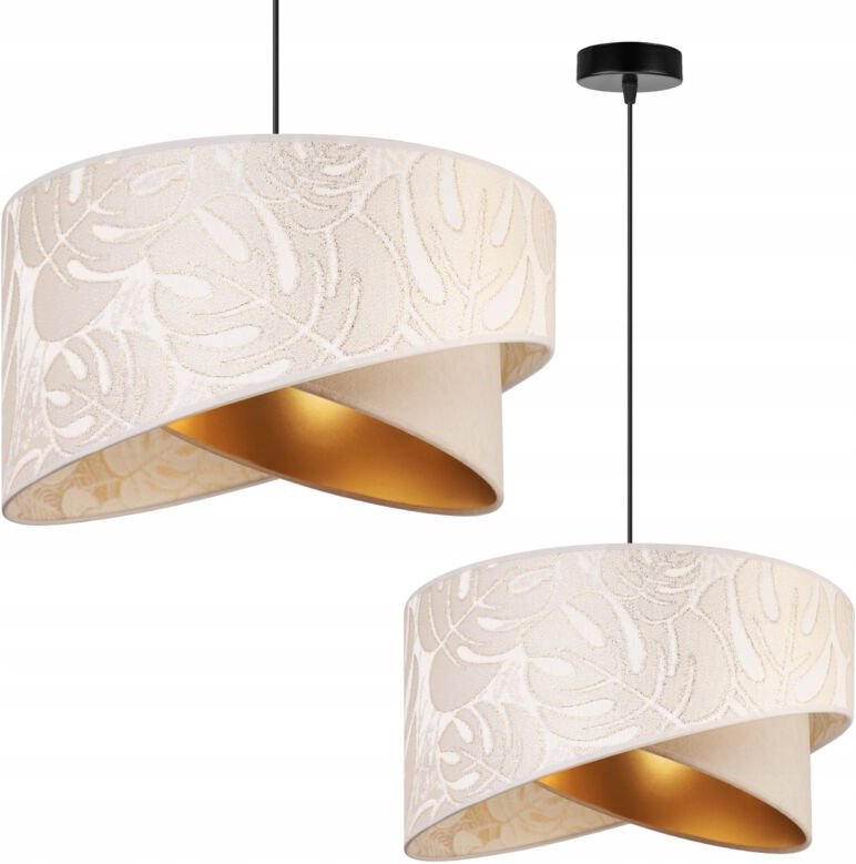 DECKENHÄNGELAMPE, SCHRÄGER LAMPENSCHIRM, BLÄTTER, 45 cm