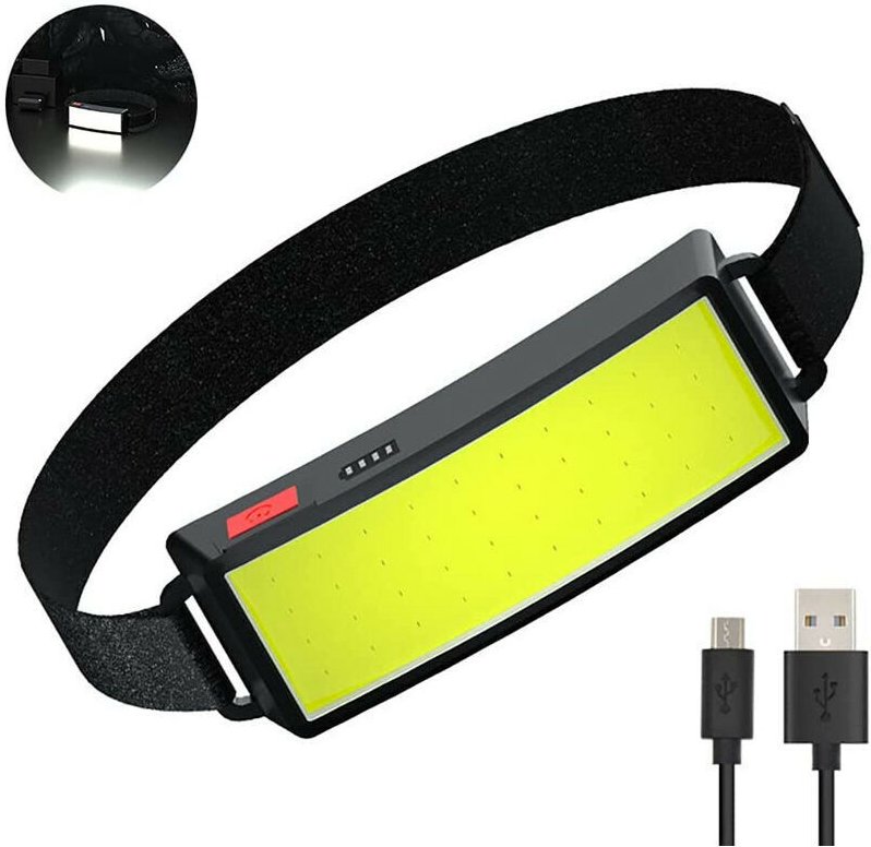 Thumbnail - Lampe Frontale led cob, Torche Frontale usb Rechargeable Puissante, étanche Phare 500 lumens 2 pièces, Lampe de travail ...