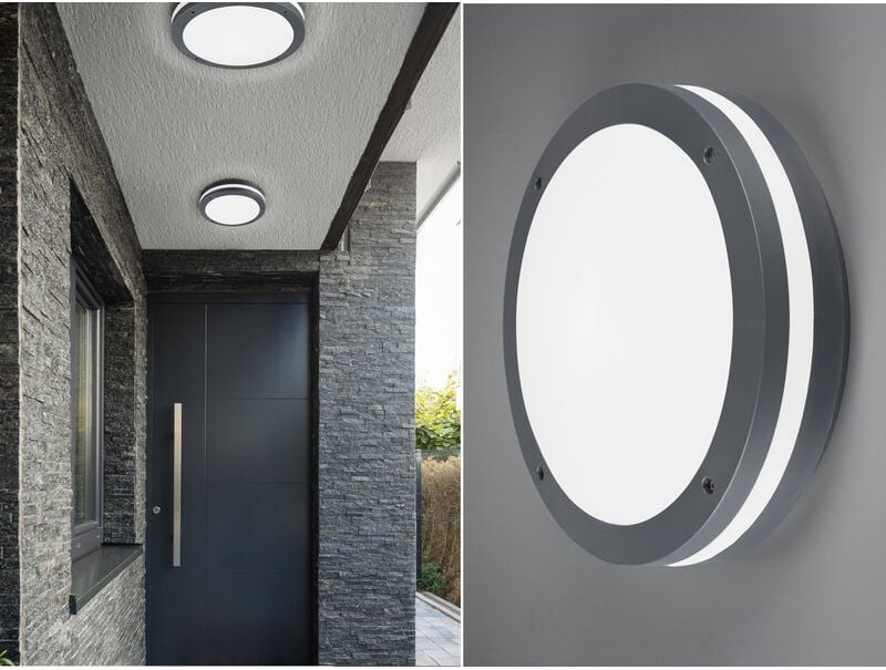 Thumbnail - Trio Leuchten - led Außen Deckenleuchte Wandleuchte 2er set mit Bewegungsmelder Anthrazit, Ø30cm