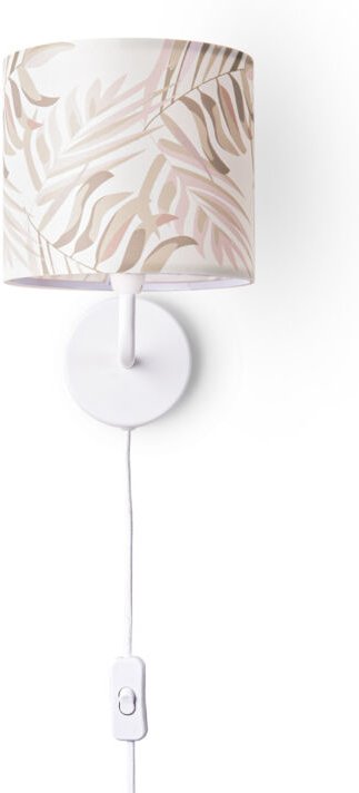 Tischlampe Schreibtischlampe Wandlampe Stoff Nachttisch E14 Blumen Jungle Deko Wandleuchte - Weiß, Design 2 (Ø18 cm) - P...