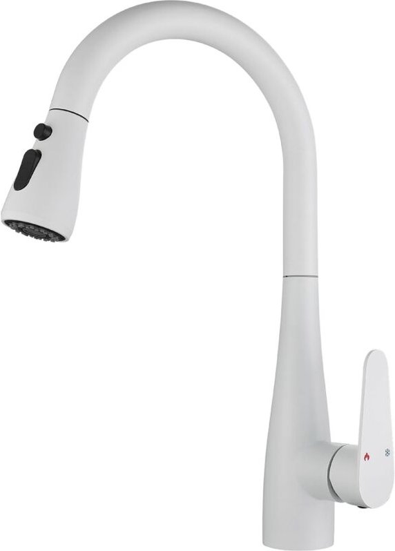 Wasserhahn Küche, Küchenarmatur mit Handbrause, Küche mit Brause 2 Wasserstrahlarten - Weiß