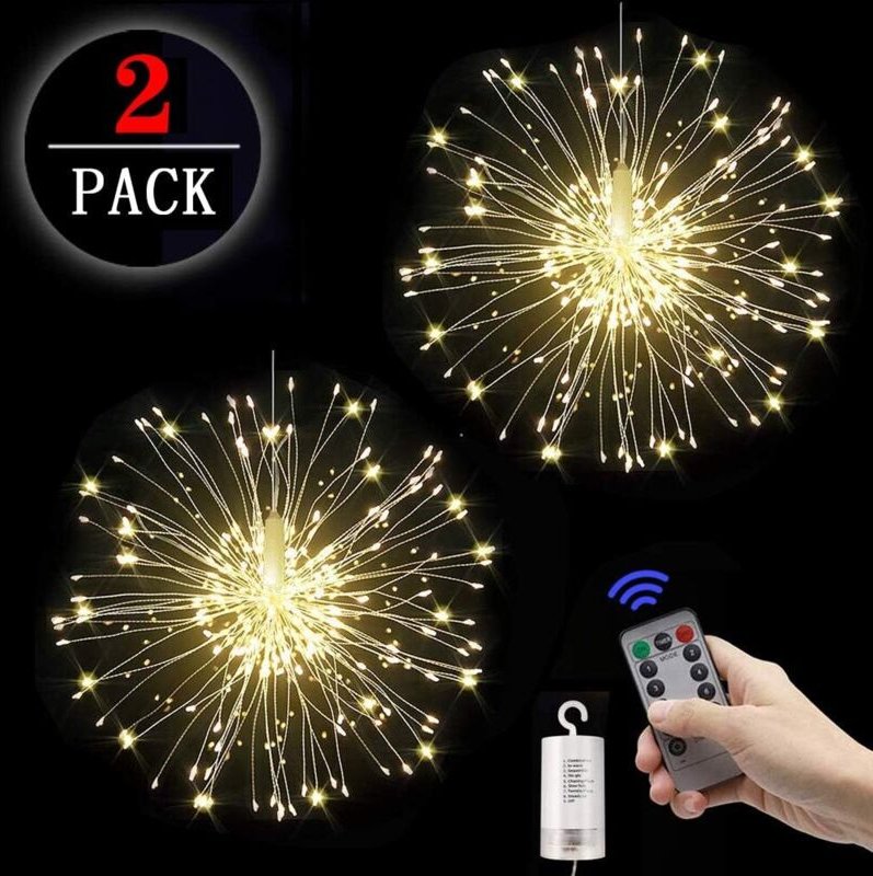 Stück Feuerwerk-Lichterketten, Starburst-Lichter, 120 LEDs, Kupferdraht, Feuerwerk-Lichterketten mit Fernbedienung, 8 Mo...