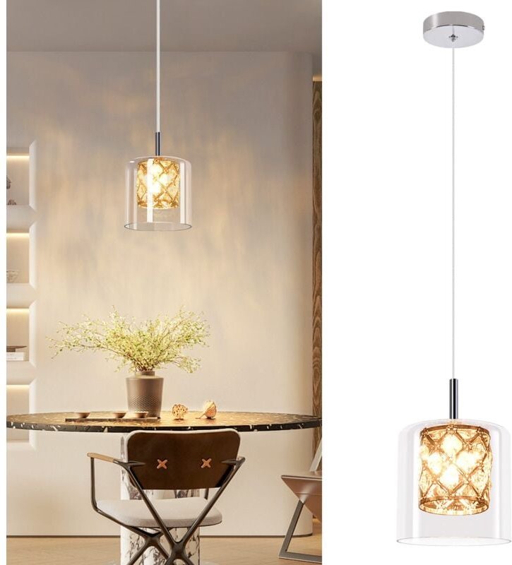 Thumbnail - Gbly - Pendelleuchte Glas Hängelampe Modern - Hängeleuchte 1 Flammig Nachttisch Pendellampe 120CM Höhenverstellbar G9 Kr...