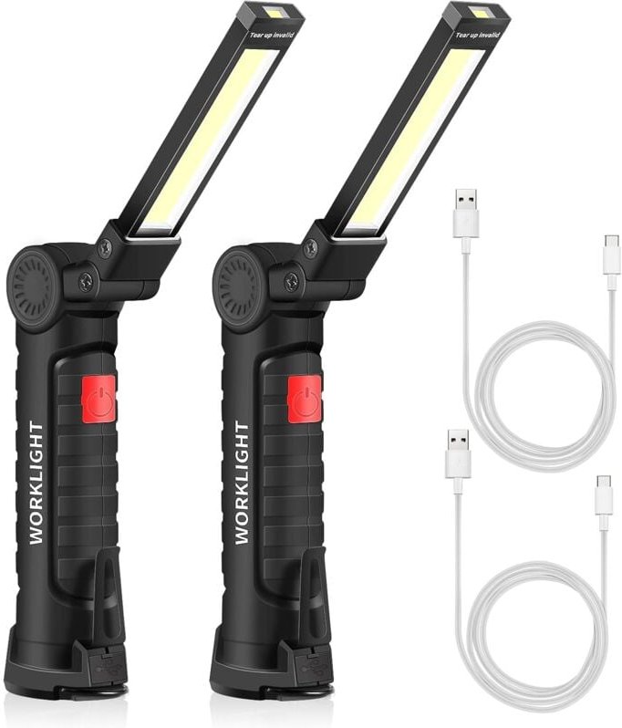 Aougo - usb wiederaufladbare Taschenlampe, LED-Taschenlampe, Arbeitsleuchte, tragbar, magnetischer Haken zum Aufhängen f...