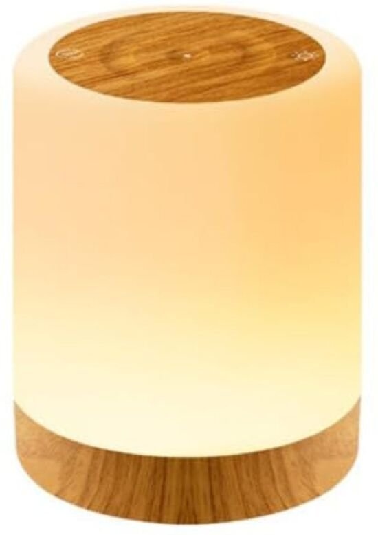 Siebenfarbige, berührungsempfindliche Tischringleuchte, kreatives Holzdekor, wiederaufladbares Touch-Nachtlicht/Lampe/St...