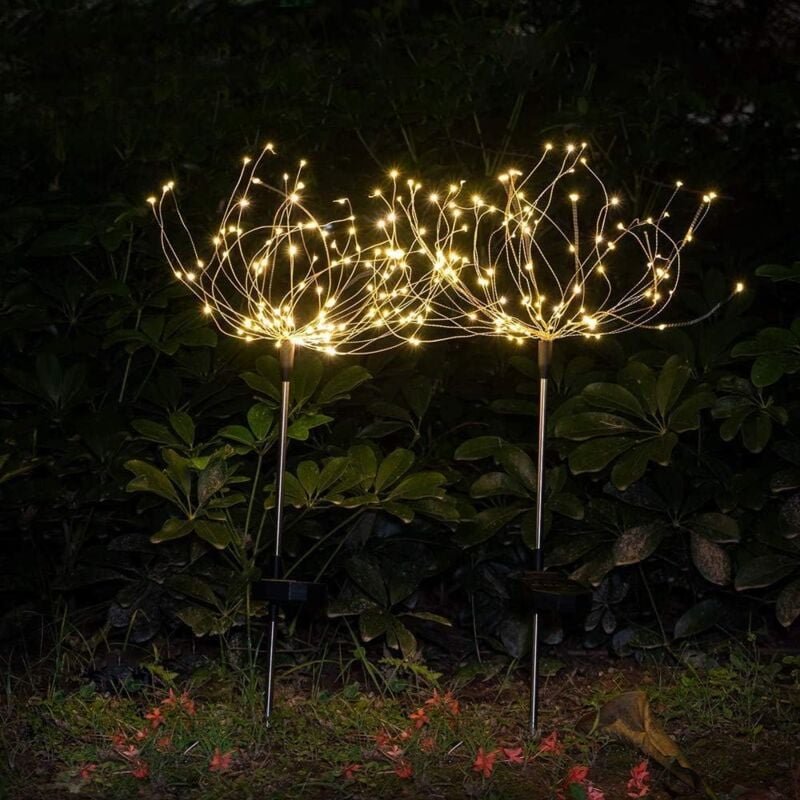 2er-Pack Solarleuchten für den Außenbereich, Starburst-Gartenleuchten, 120 LED-Solar-Feuerwerkslichter, 40 Kupferdrähte,...