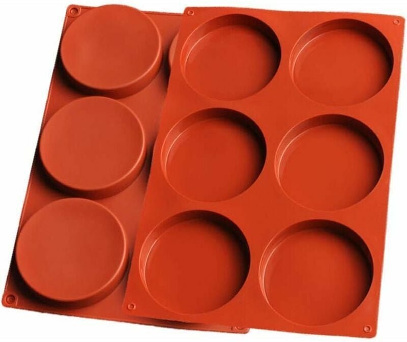 Set mit 2 großen Silikon-Kuchenformen, 6 Mulden, runde Backformen aus Kunstharz, antihaftbeschichtete Kuchenformen für M...
