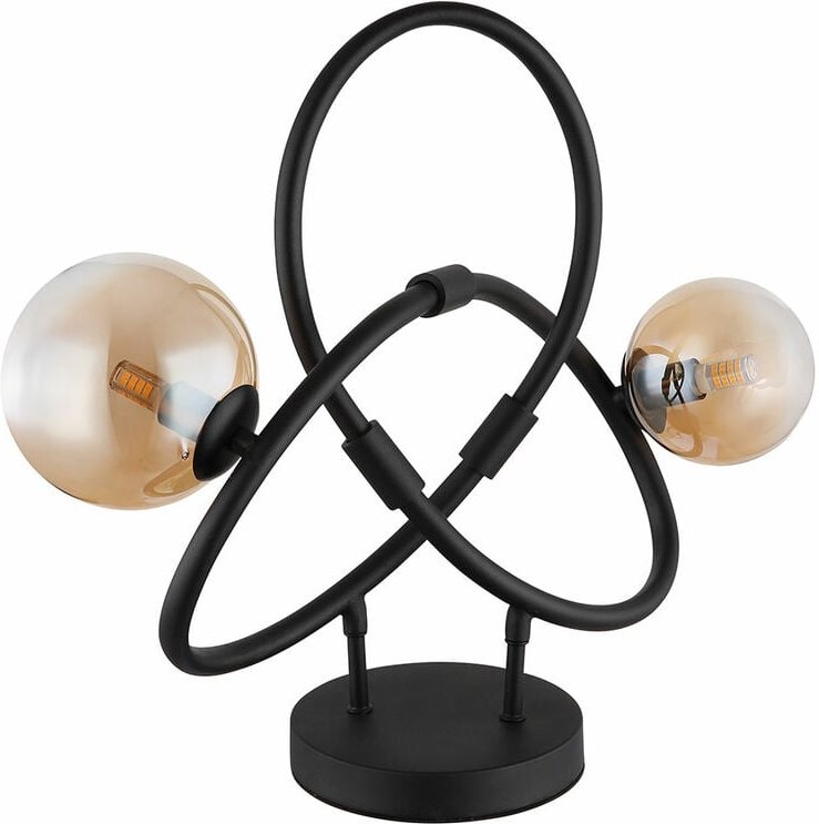 Led Tischlampe Retro Wohnzimmerlampe Edison Tischleuchte amber schwarz 2 flammig